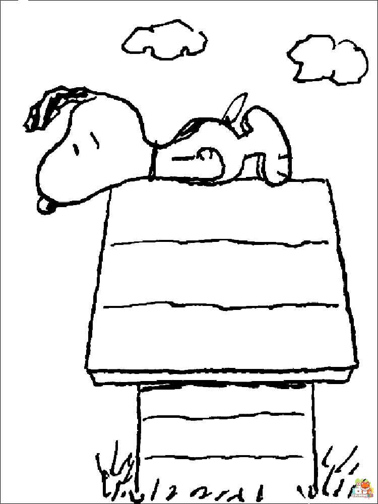 Snoopy Coloring Pages easy for kids 1