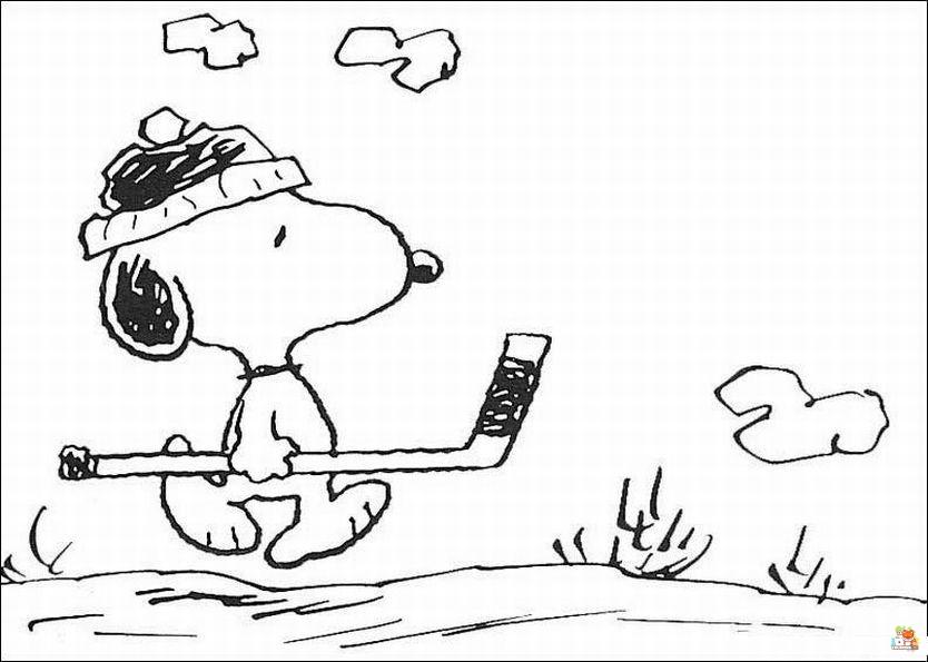 Snoopy Snow Skating Coloring Pages 2