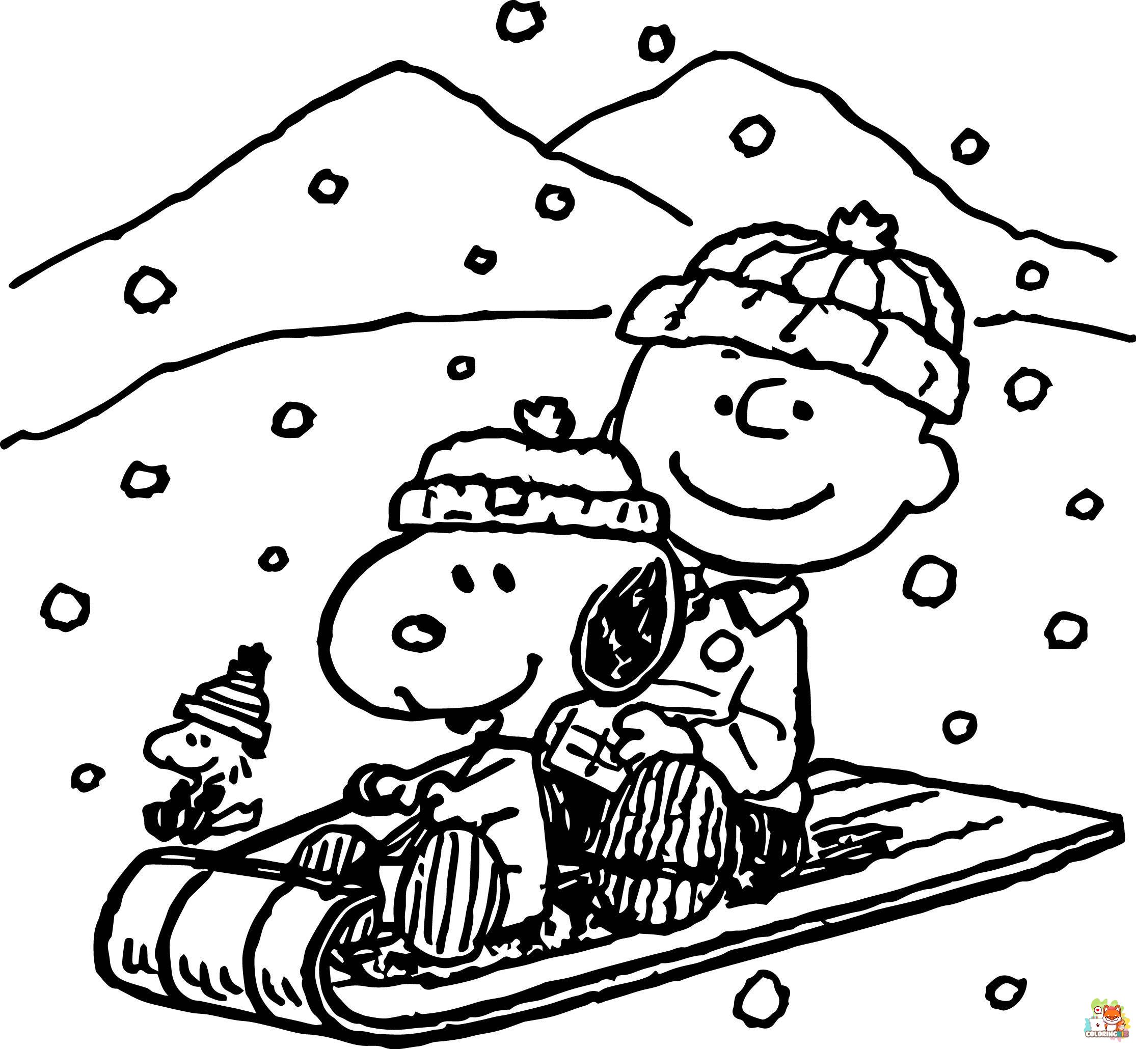 Snoopy Snow Skating Coloring Pages 3