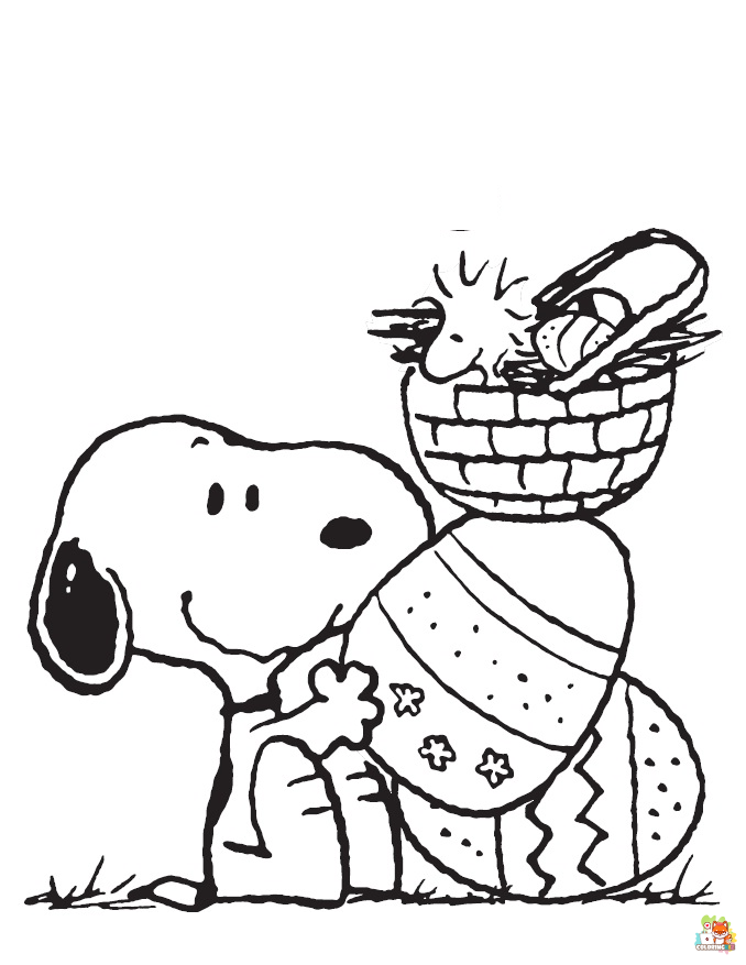 Snoopy and Easter Eggs Coloring Pages 2
