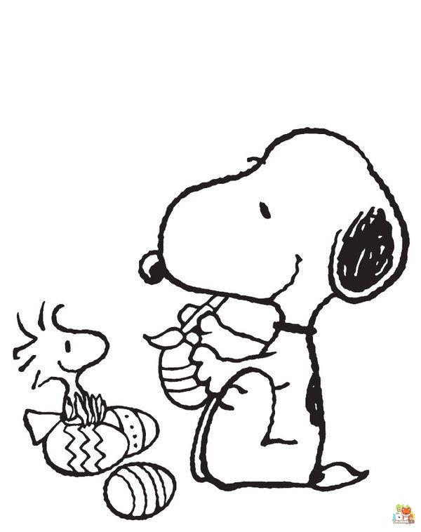Snoopy and Easter Eggs Coloring Pages 3