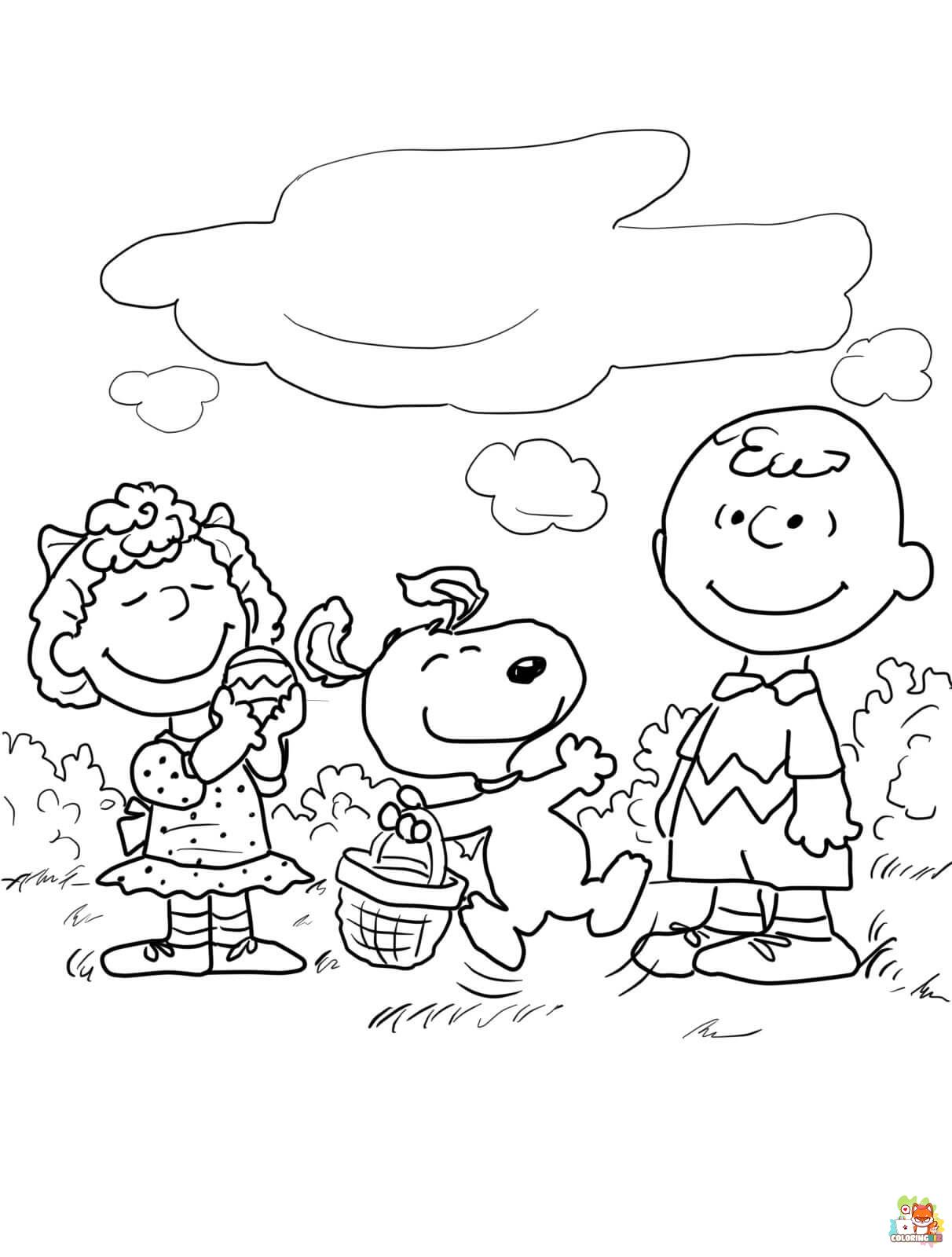 Snoopy and Easter Eggs Coloring Pages 5