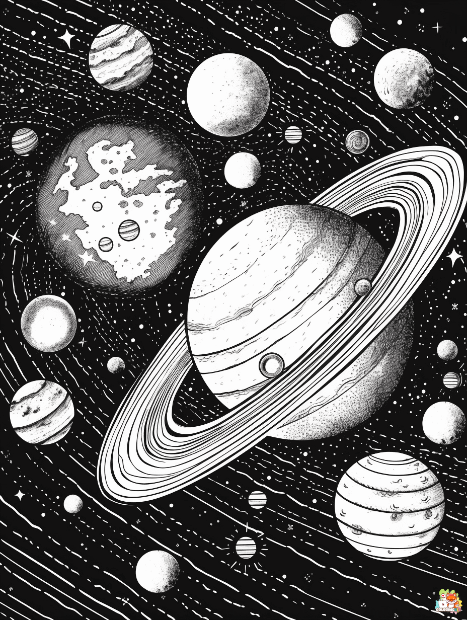 Solar System coloring pages to print 2