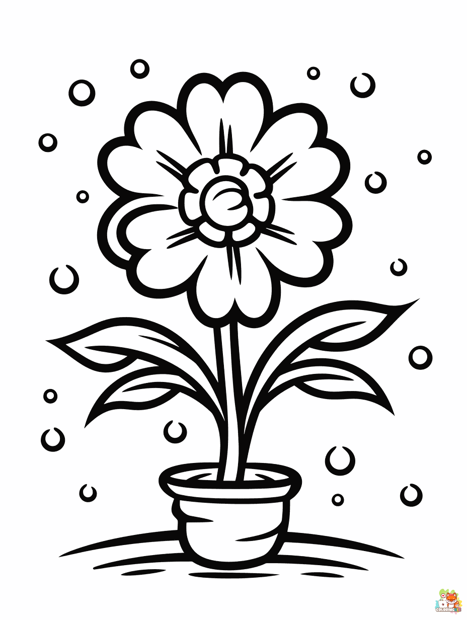 Winter Flower Pot Coloring Pages