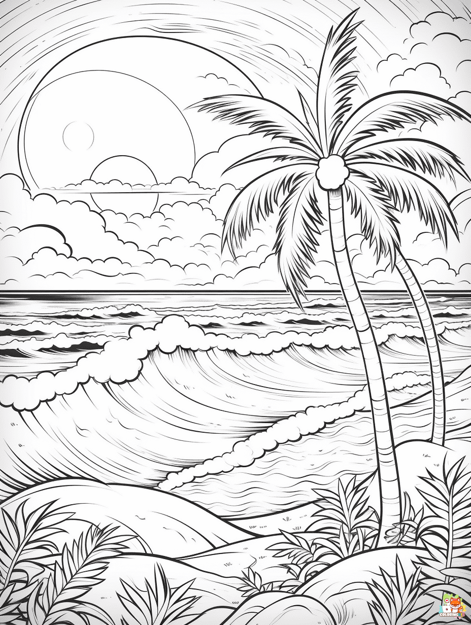 beach summer coloring pages 1