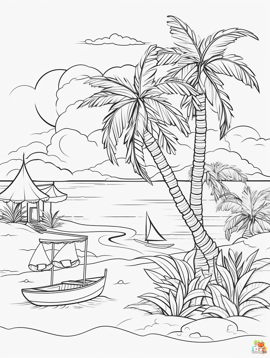 beach summer coloring pages free 1