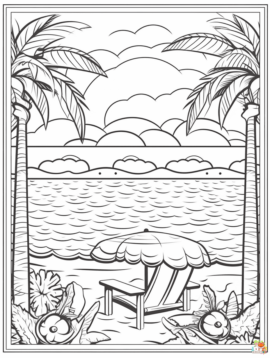beach summer coloring pages printable 6 1