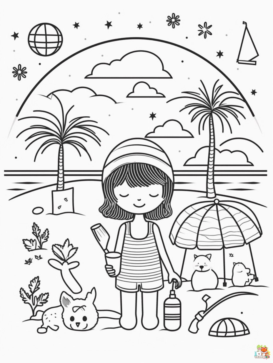 beach summer coloring pages printable 8 1