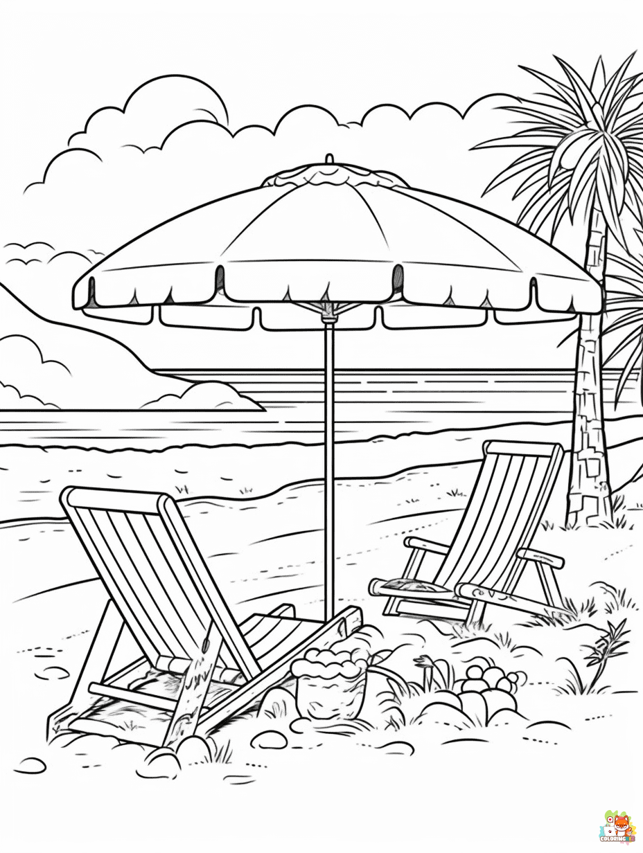 beach summer coloring pages printable free 1