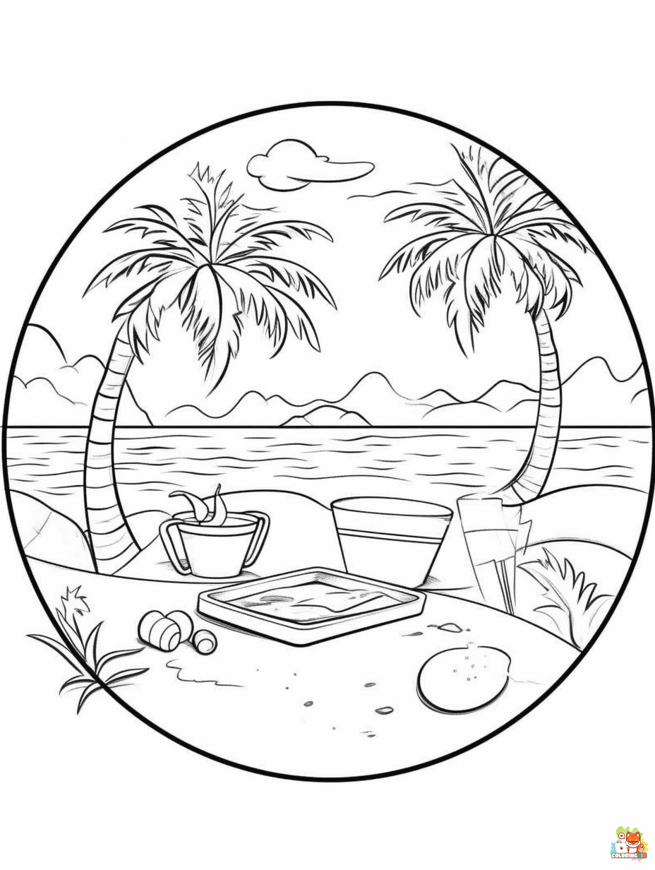 beach summer coloring pages to print 1