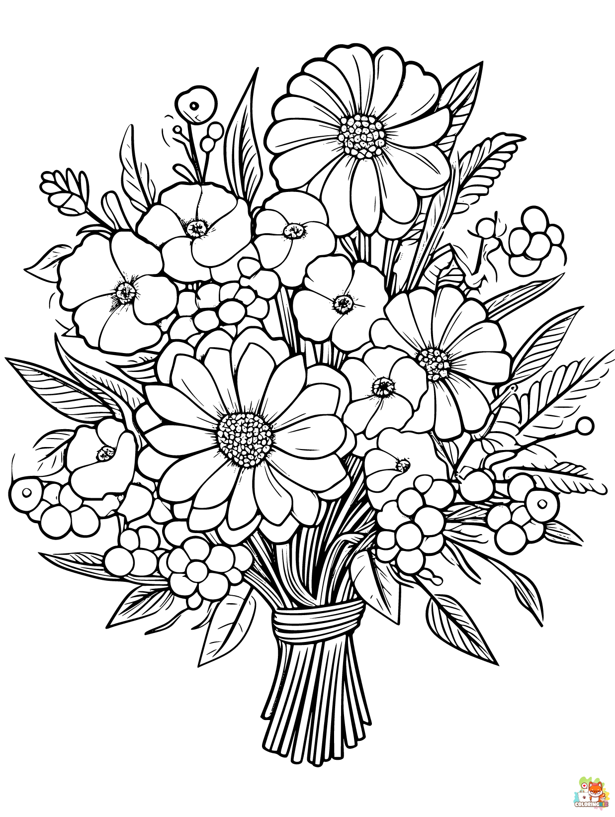 bouquet flowers coloring page