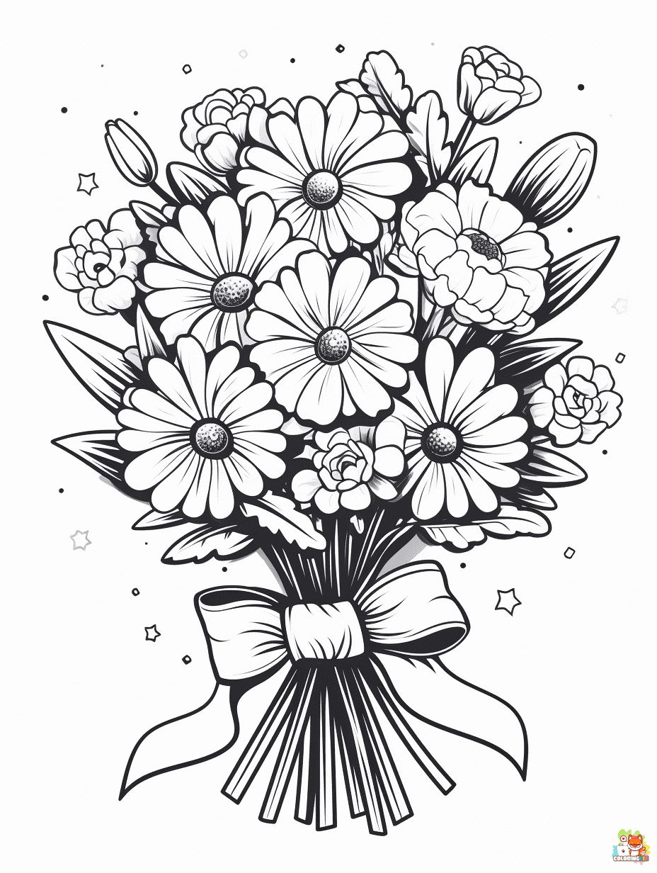 coloring pages bouquet of flowers