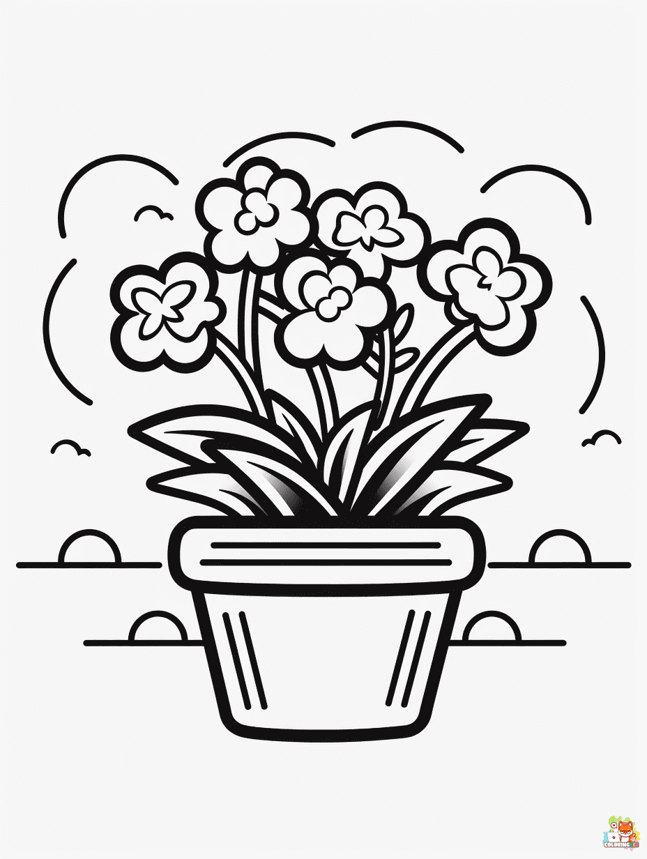 coloring pages of flower pots for kids