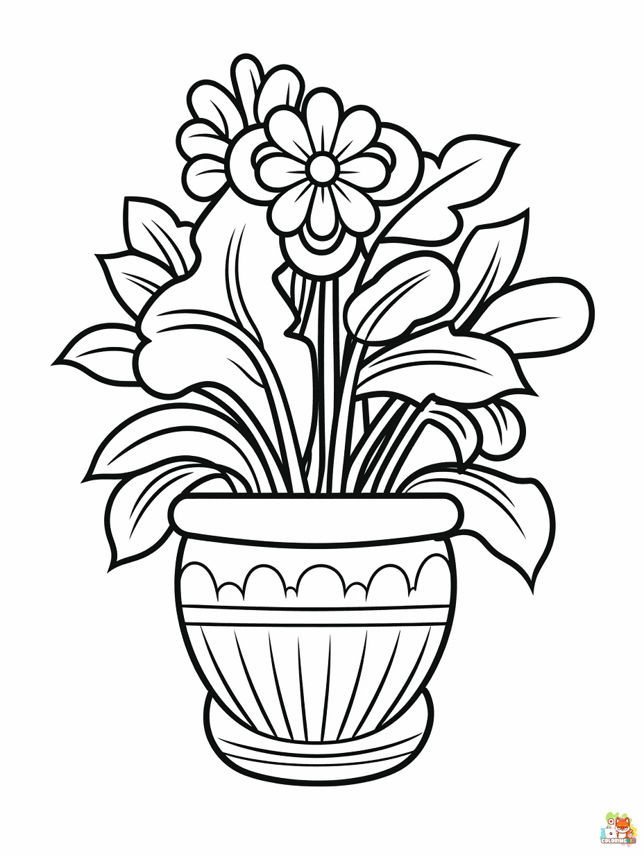 coloring pages of flower pots