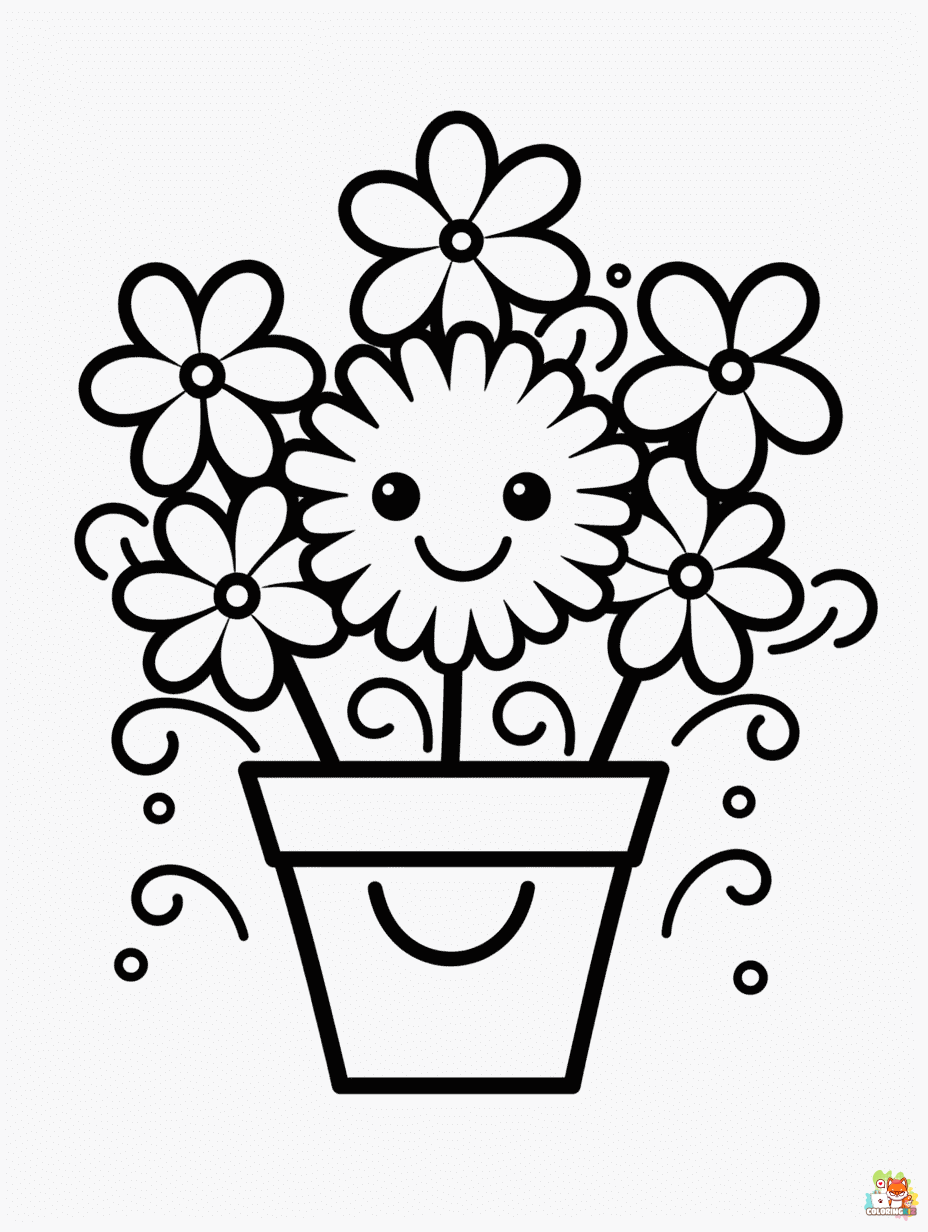 cute flower coloring pages for kids 1