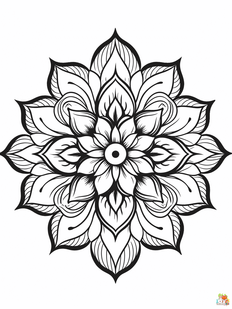 easy flower mandala coloring pages