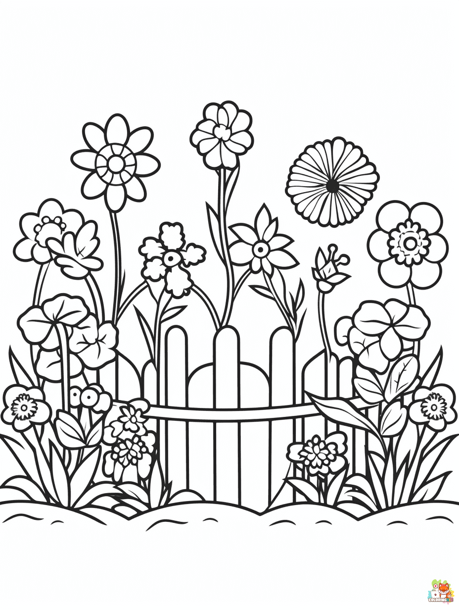 flower garden coloring page