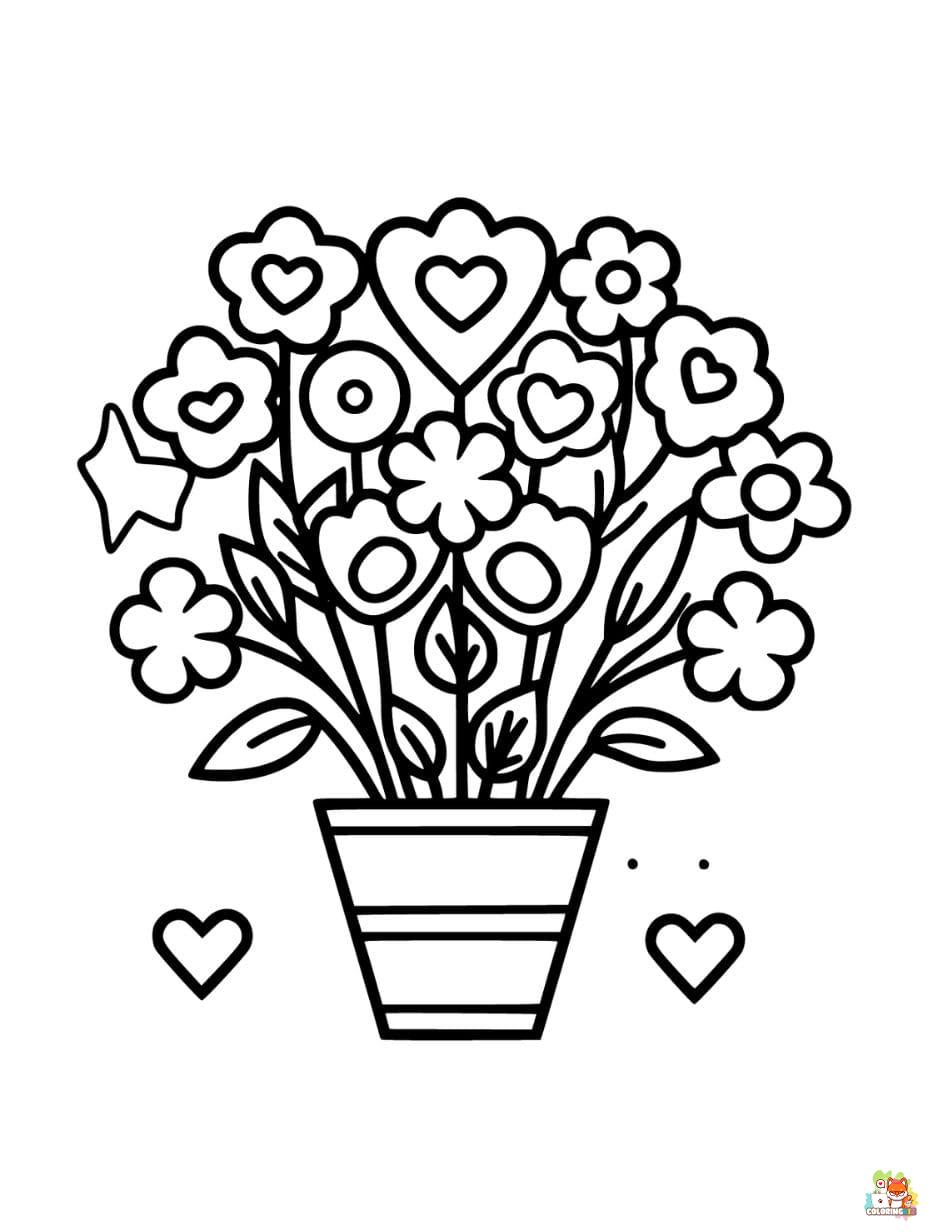 flower heart coloring pages