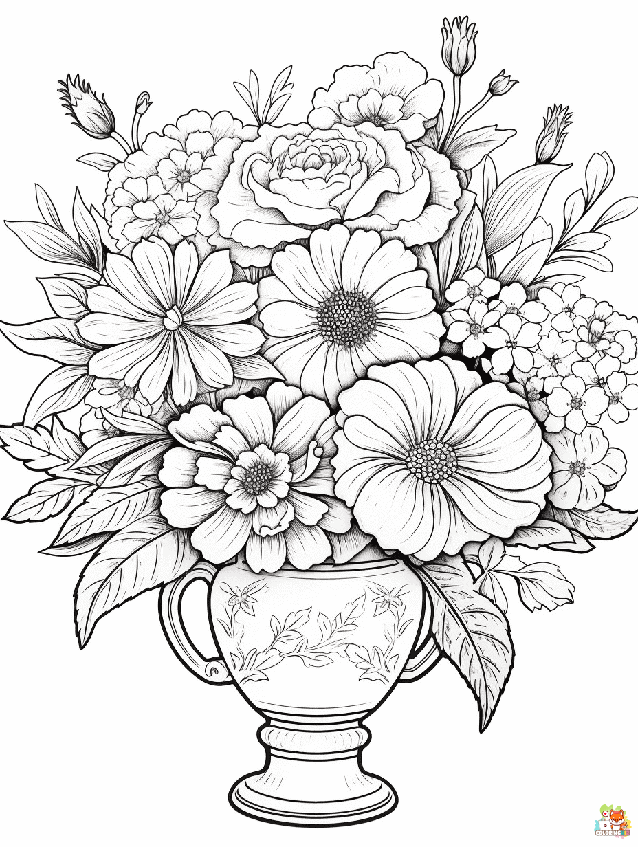 flower in vase coloring pages