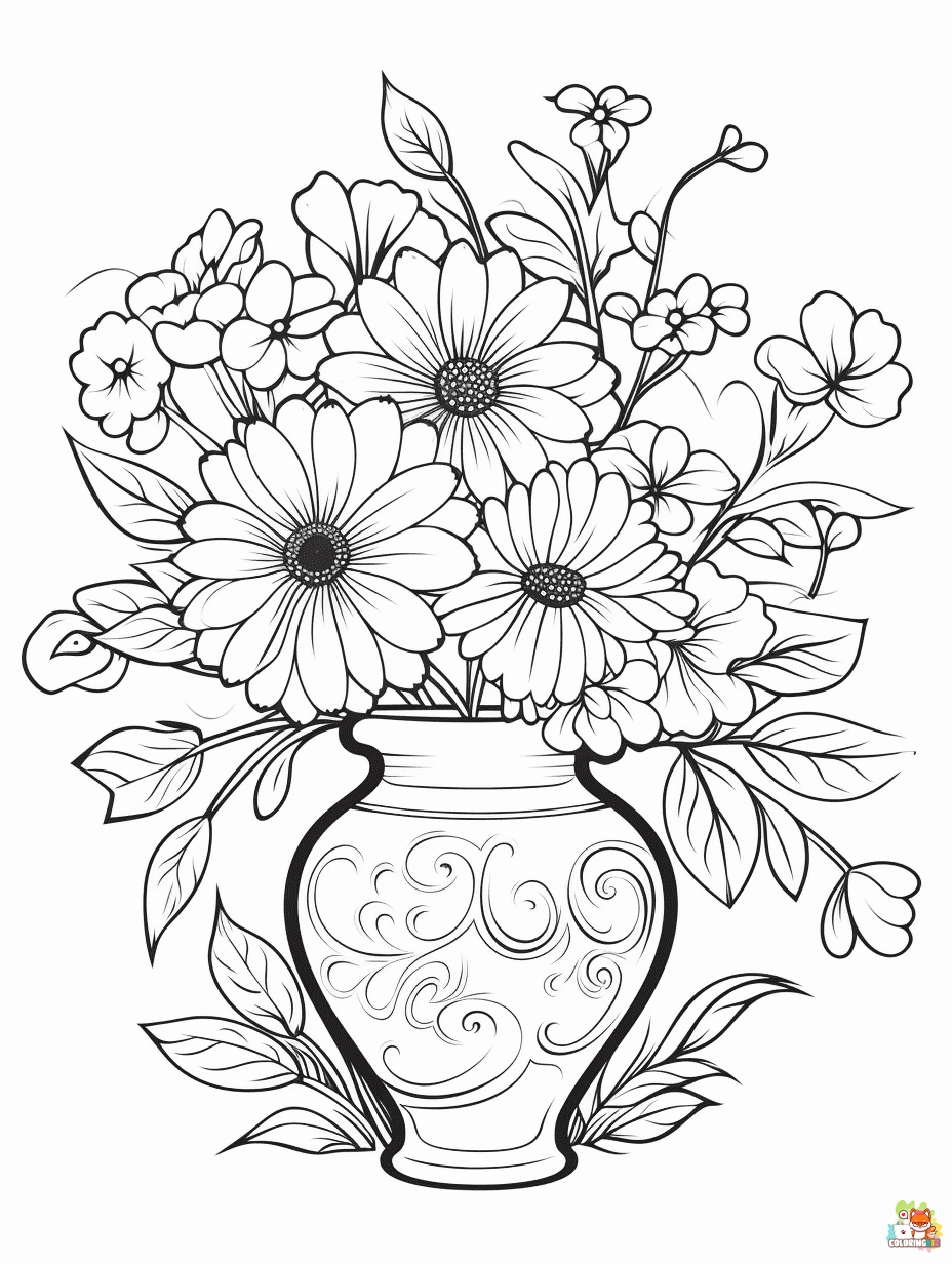 flower vase coloring page