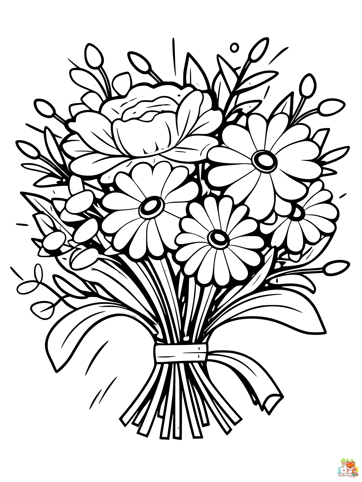 free printable bouquet of flowers coloring pages