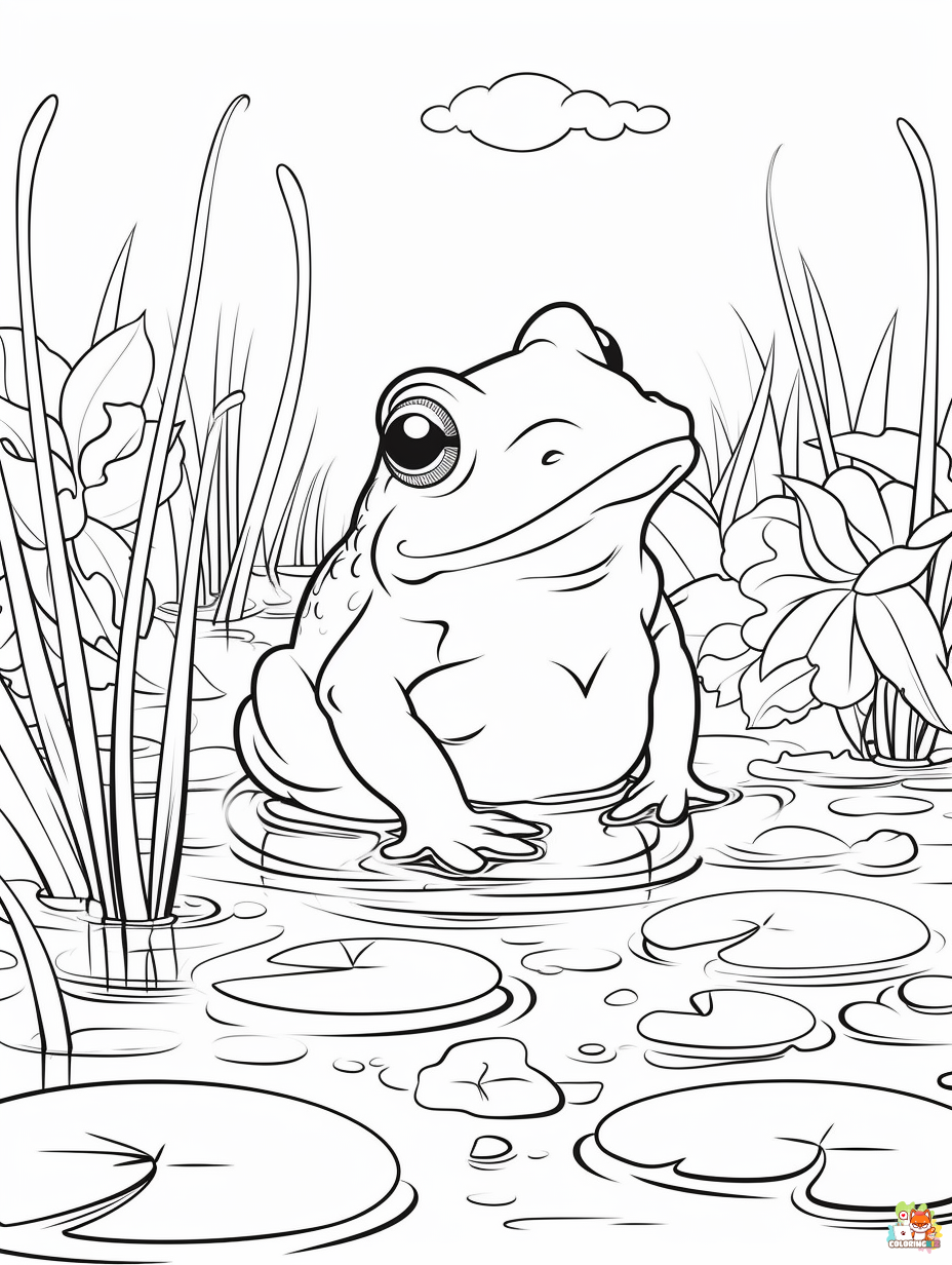 gbcoloring frog Coloring pages for kids A frog swimming in a po d68a967f c1bd 47b3 a677 4dc217a55fb0