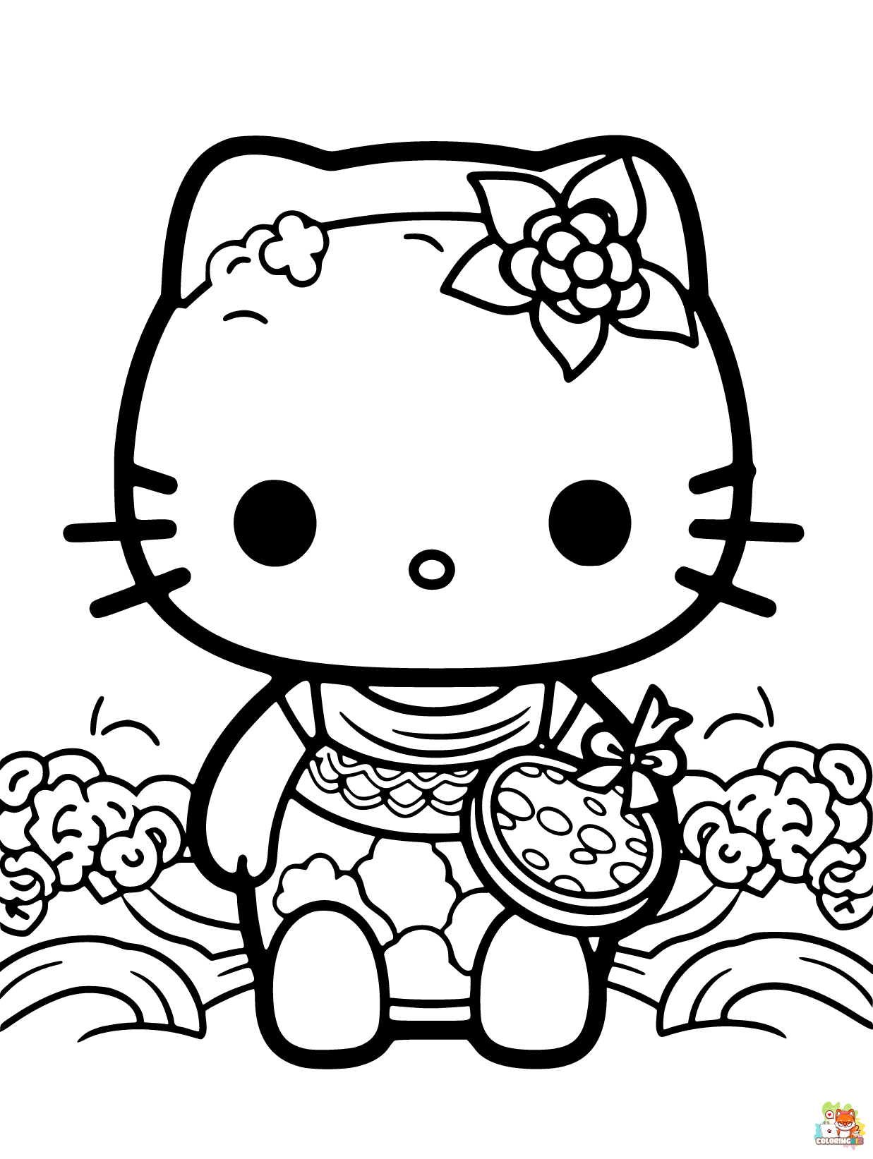 hello kitty summer coloring pages printable free 1
