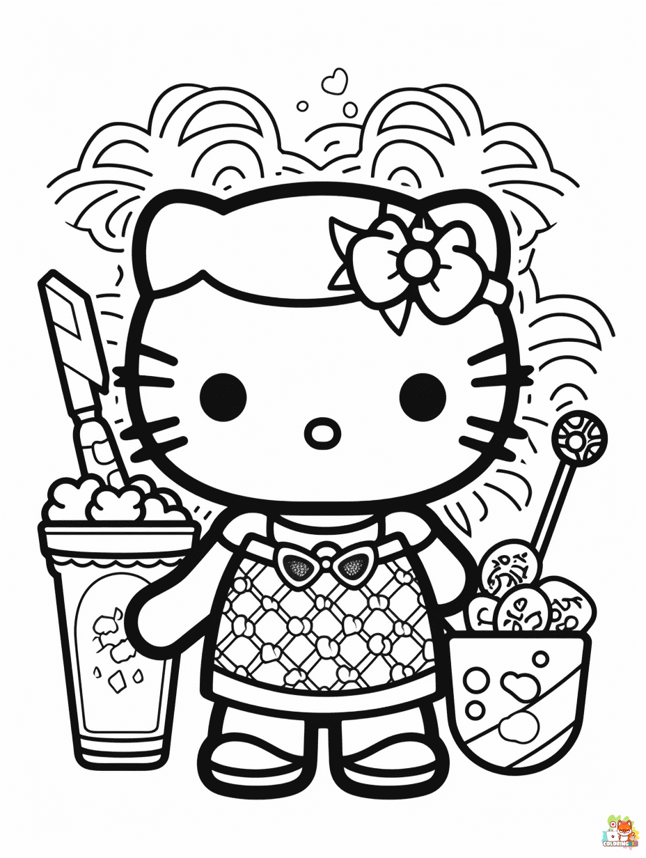 hello kitty summer coloring pages to print 1