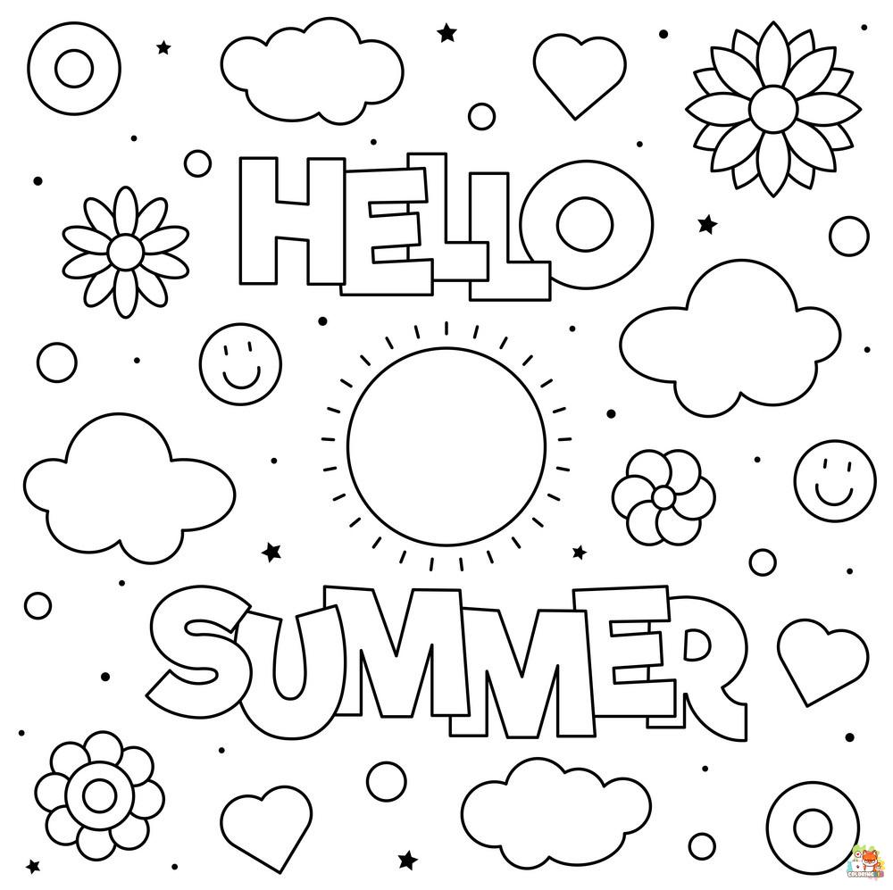 hello summer coloring page vector 24049516