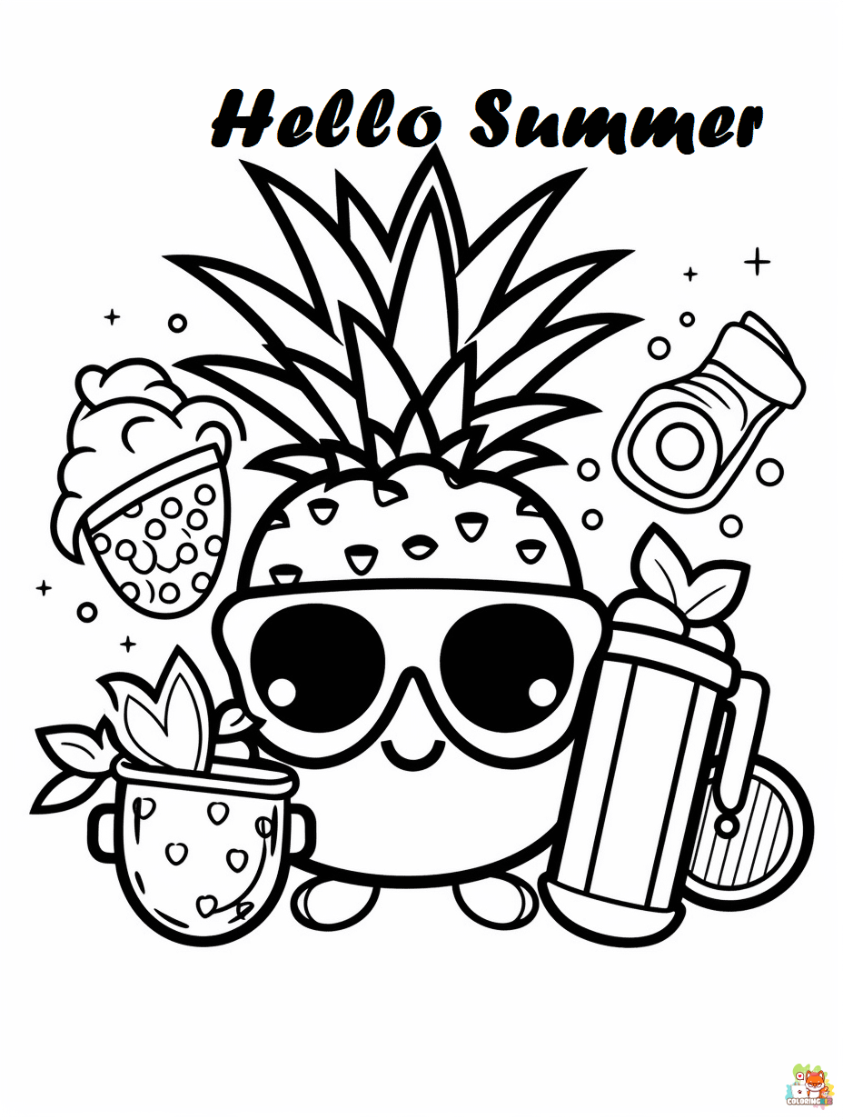 hello summer coloring pages free 2