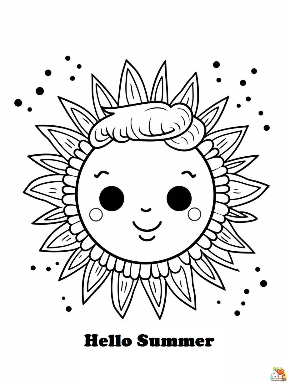 hello summer coloring pages printable 1