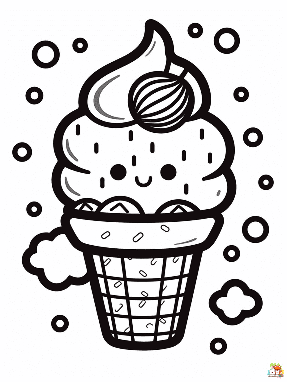 ice cream summer coloring pages free 1