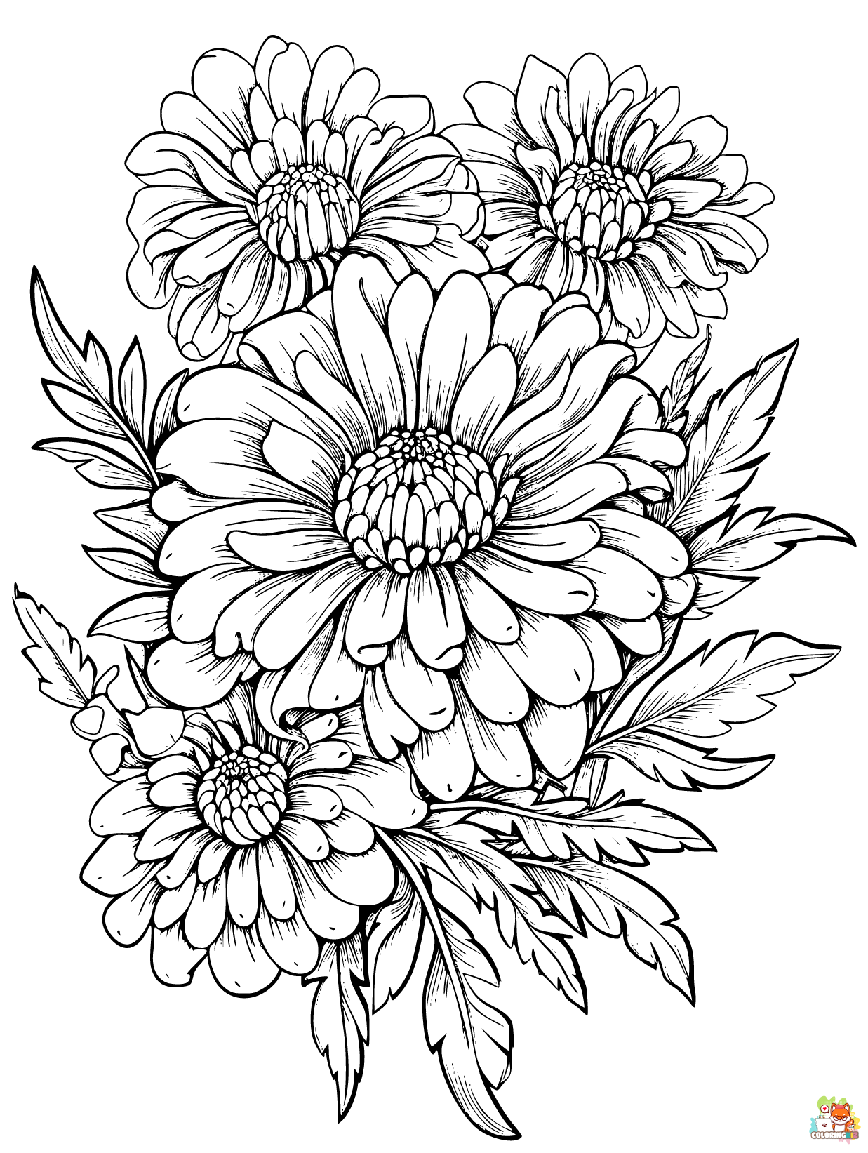 realistic flower coloring pages printable