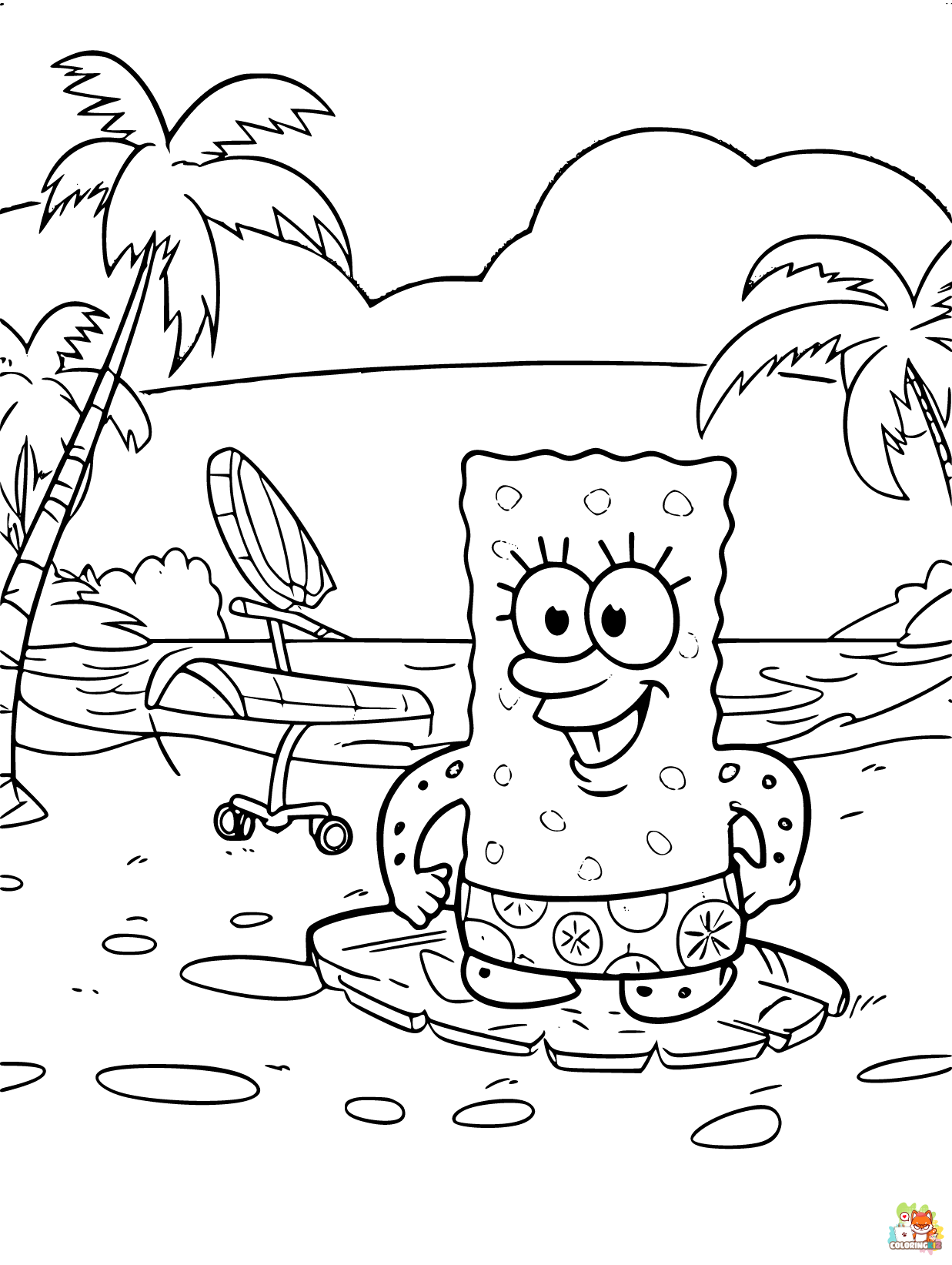 spongebob summer coloring pages 1 1