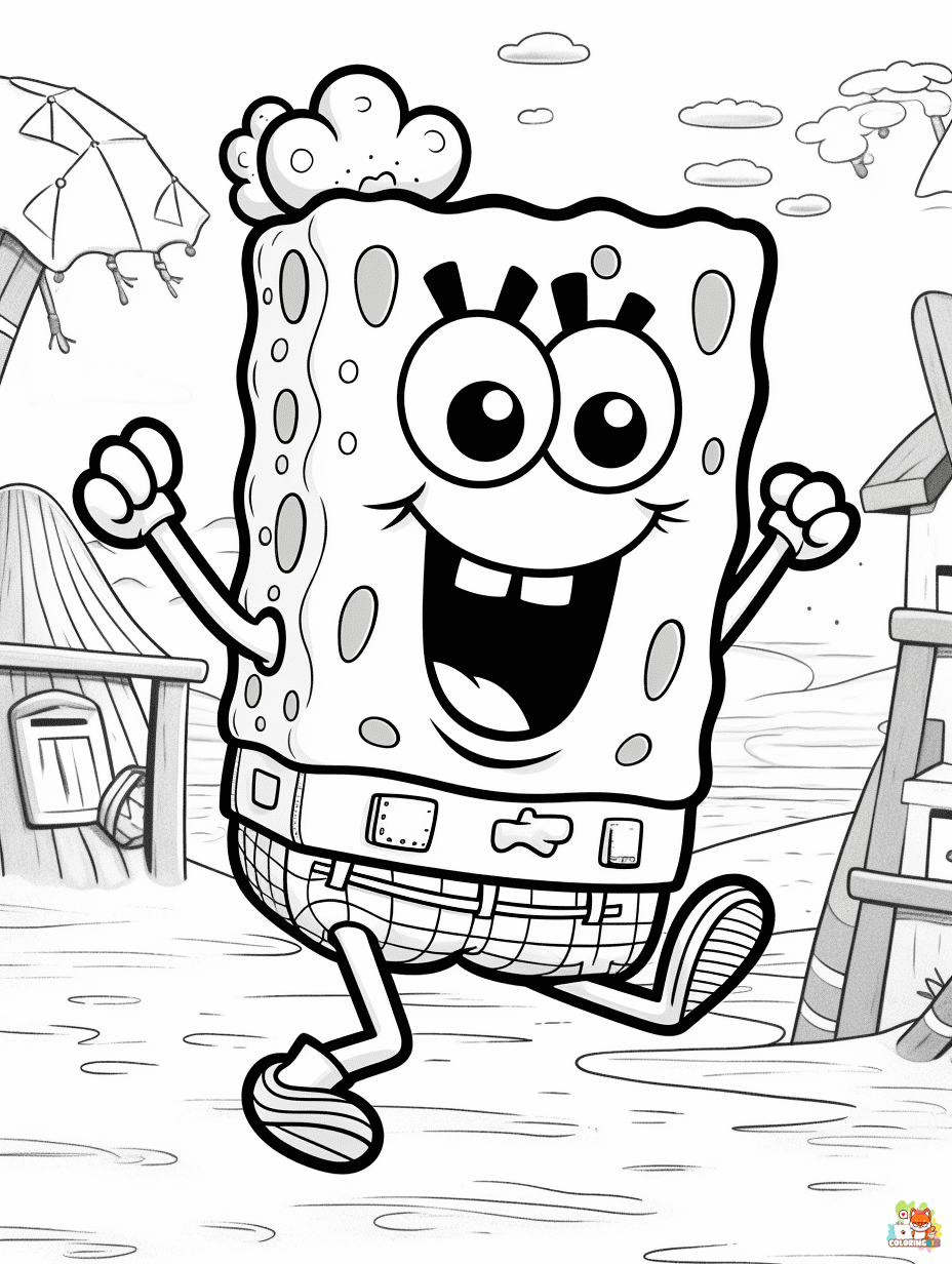 spongebob summer coloring pages printable 1
