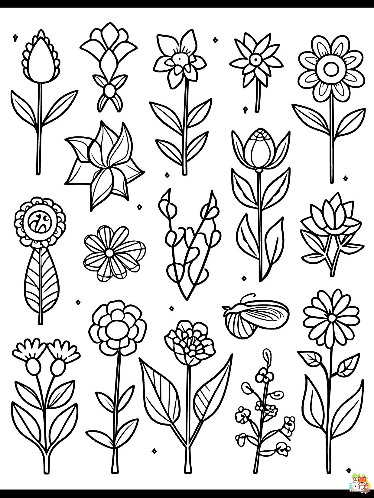 spring flowers coloring pages for kids