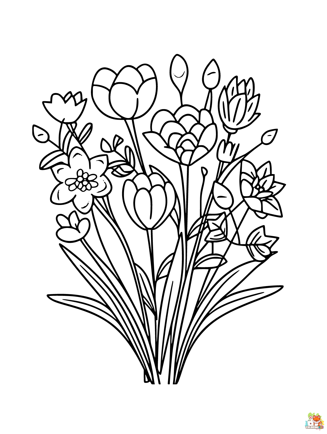spring flowers coloring pages