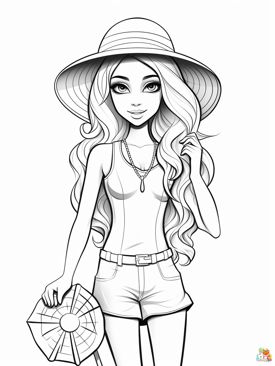 summer barbie coloring pages printable free 2