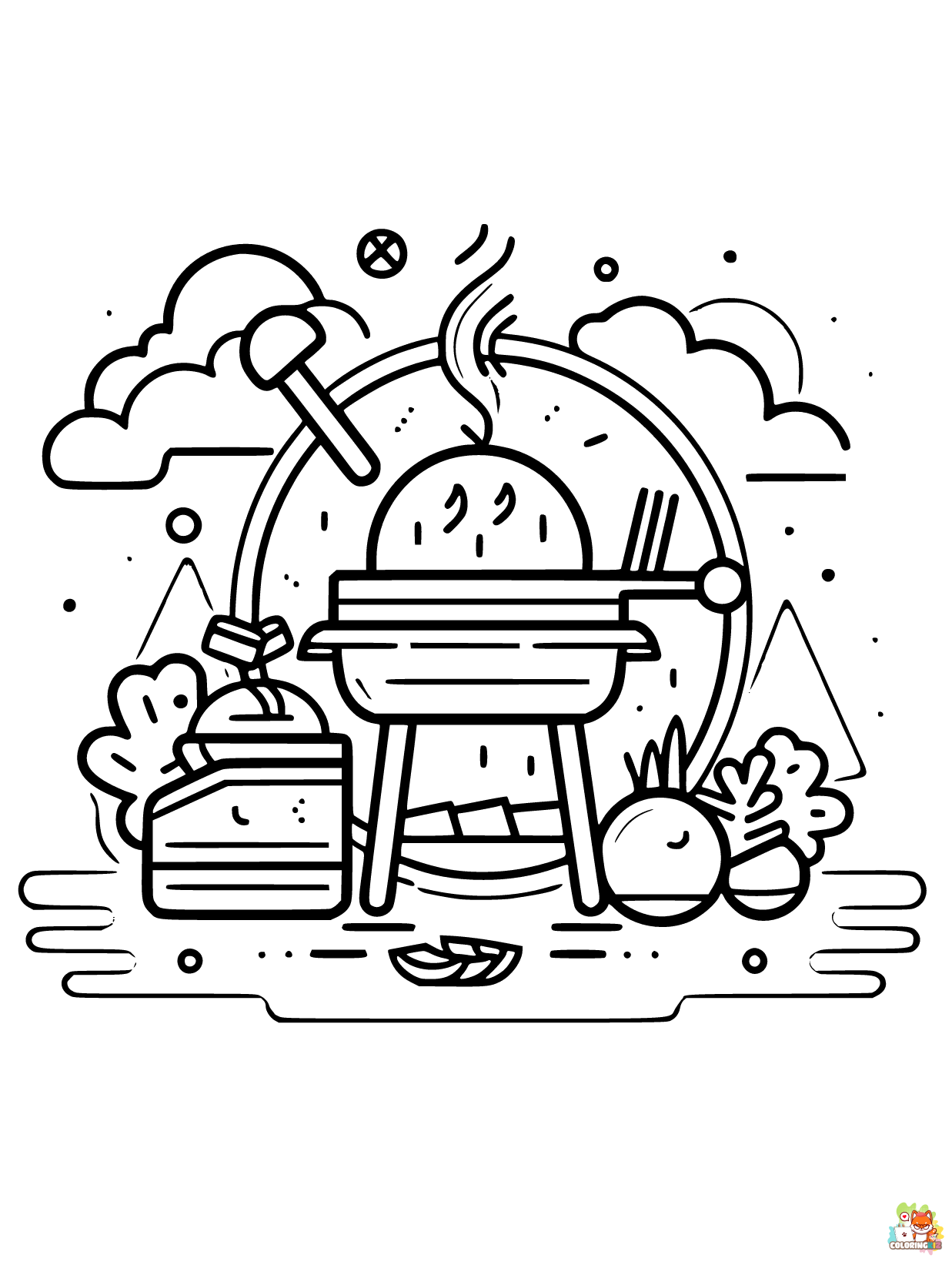 summer bbq coloring pages free 1