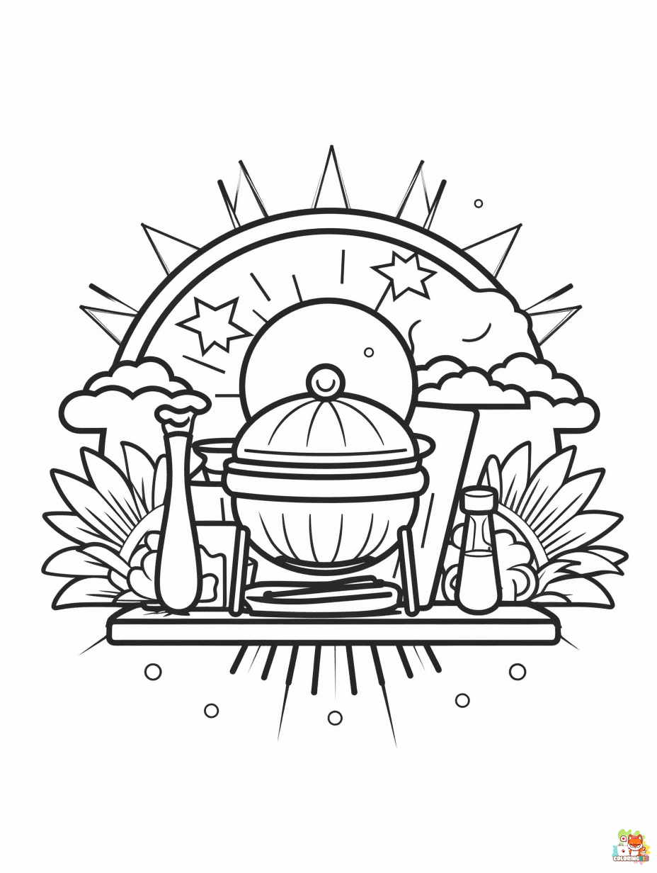 summer bbq coloring pages printable free 1