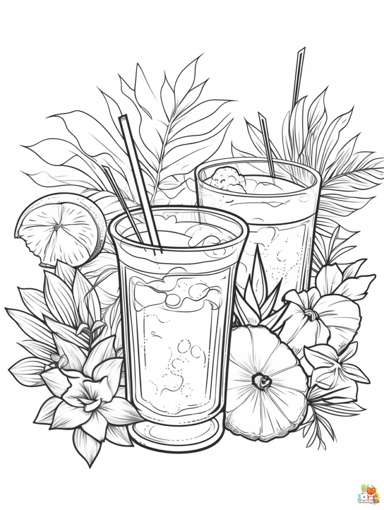 summer drinks coloring pages printable 1