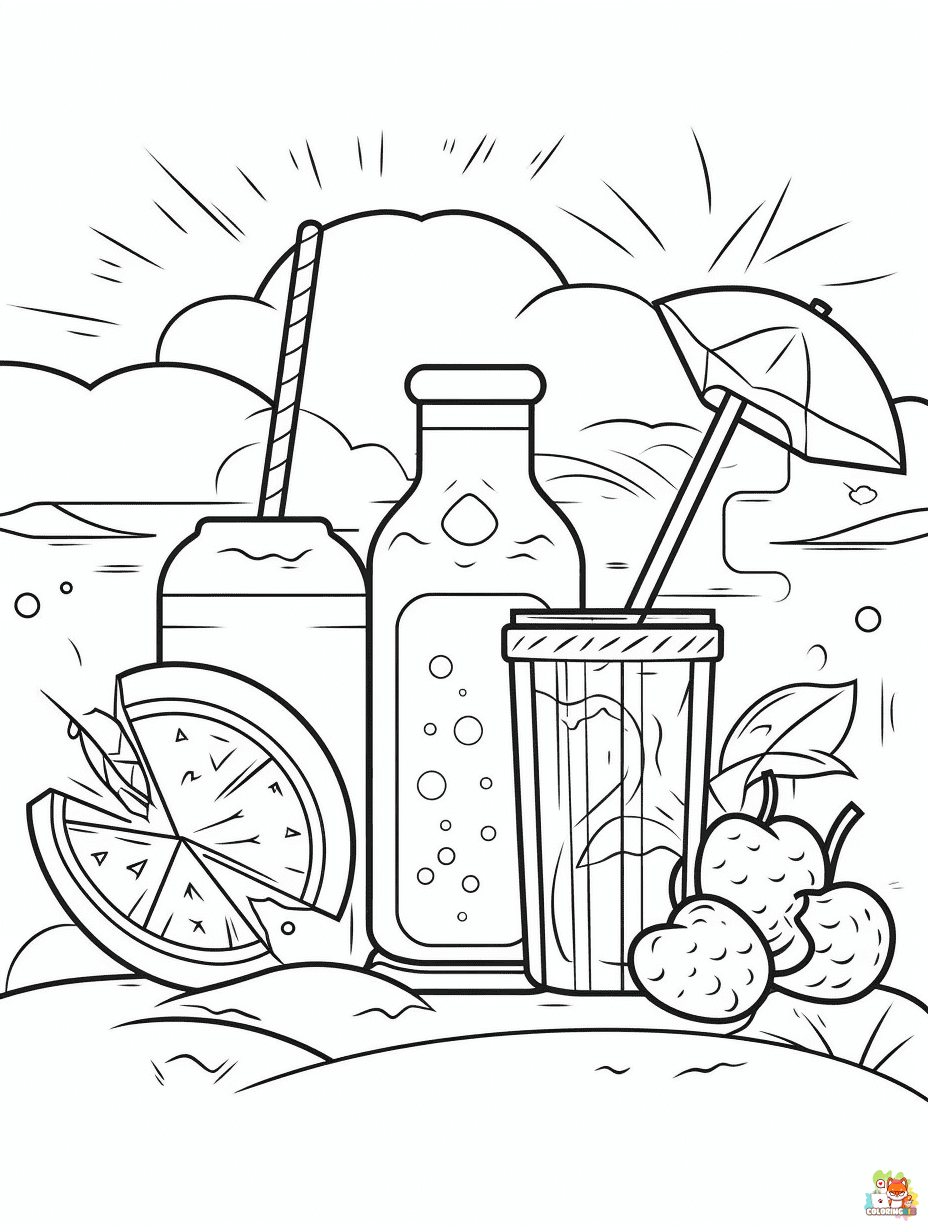 summer drinks coloring pages printable free 1