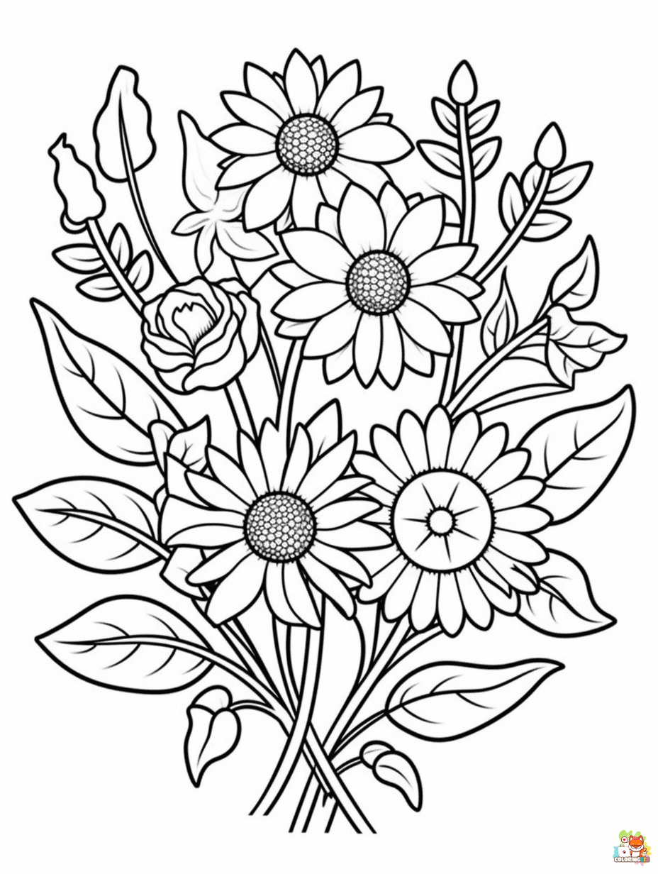 summer flowers coloring pages easy printable