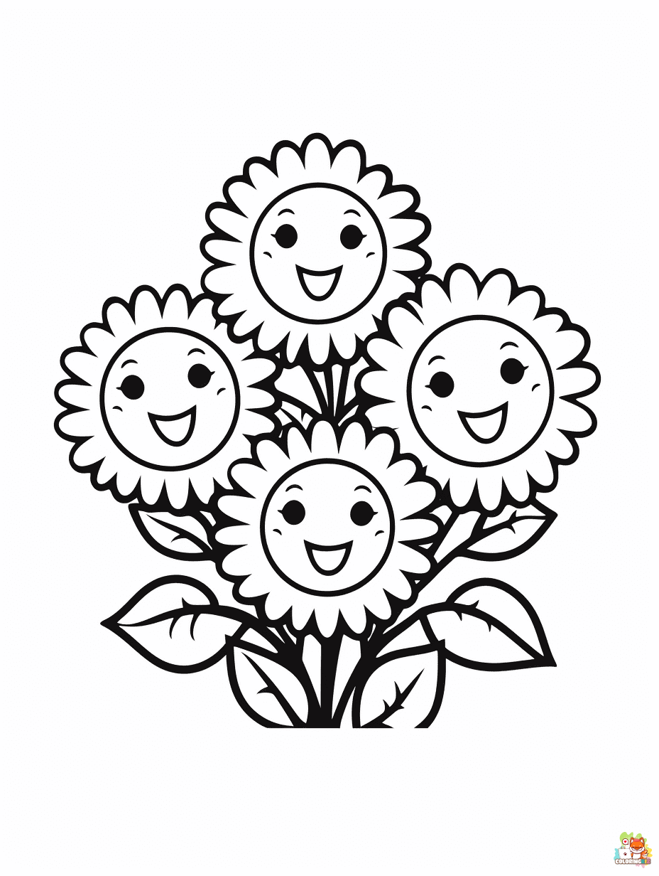 summer flowers coloring pages free printable