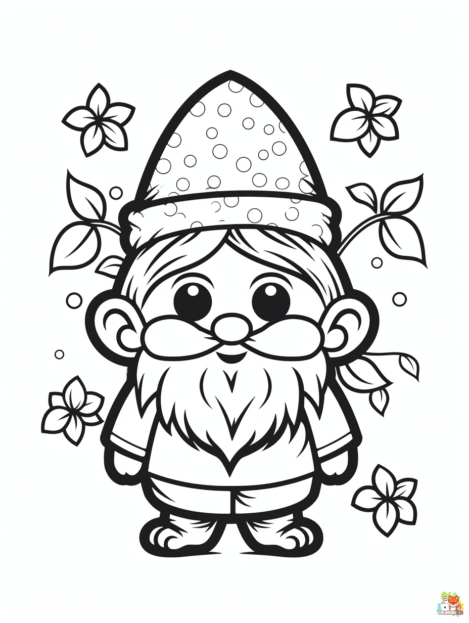 summer gnome coloring pages free 1