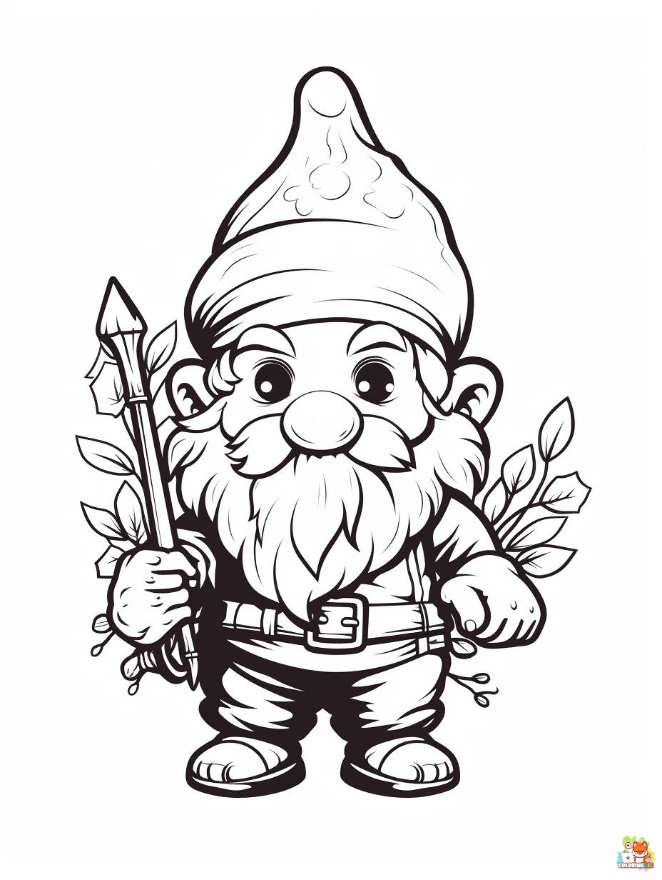 summer gnome coloring pages printable free 1