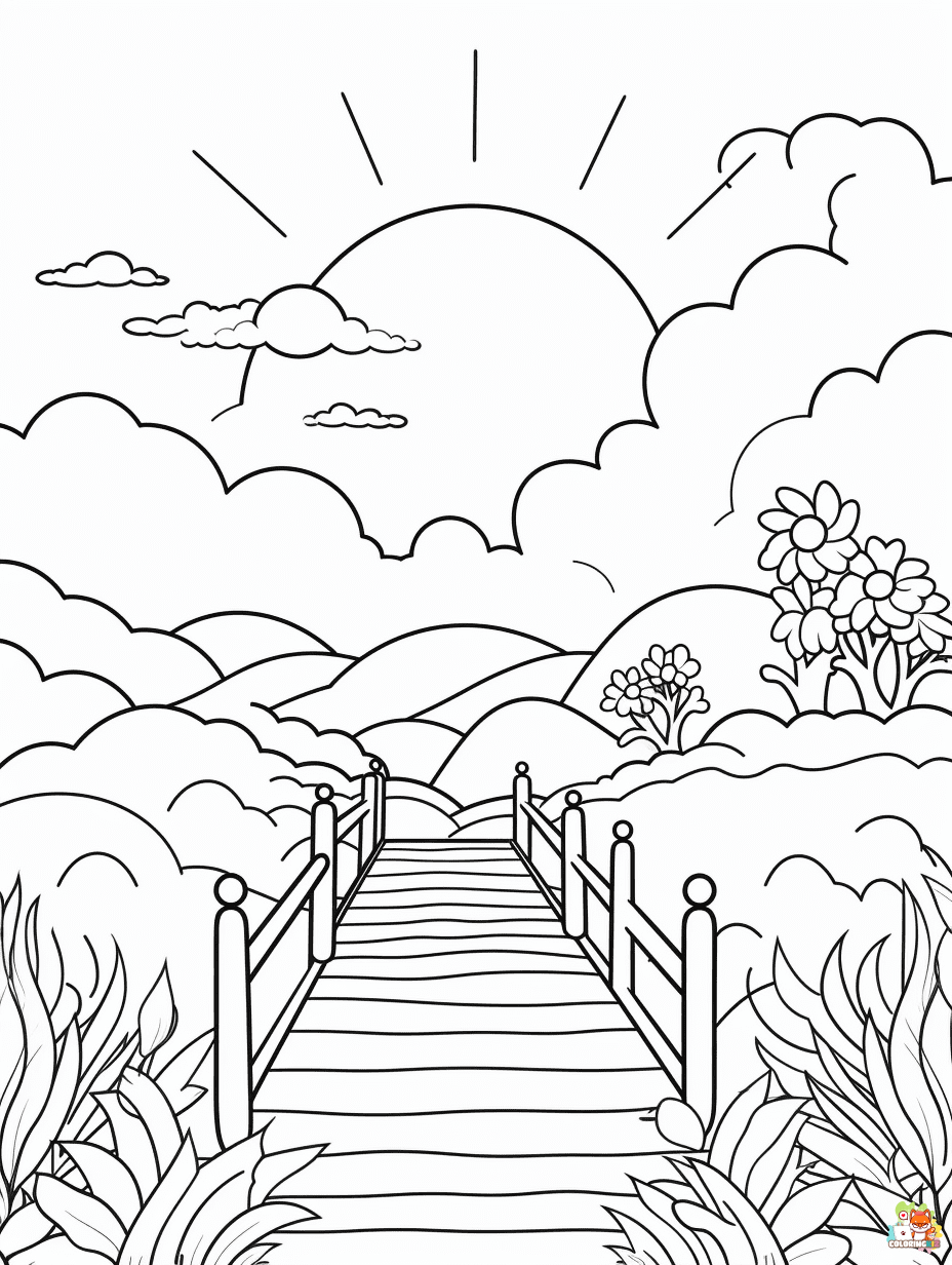 summer landscape coloring pages printable free 1