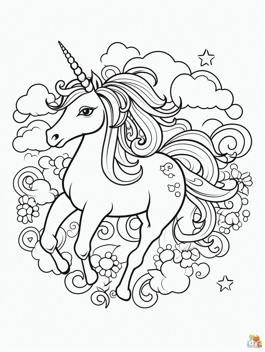 unicorn coloring pages easy 1