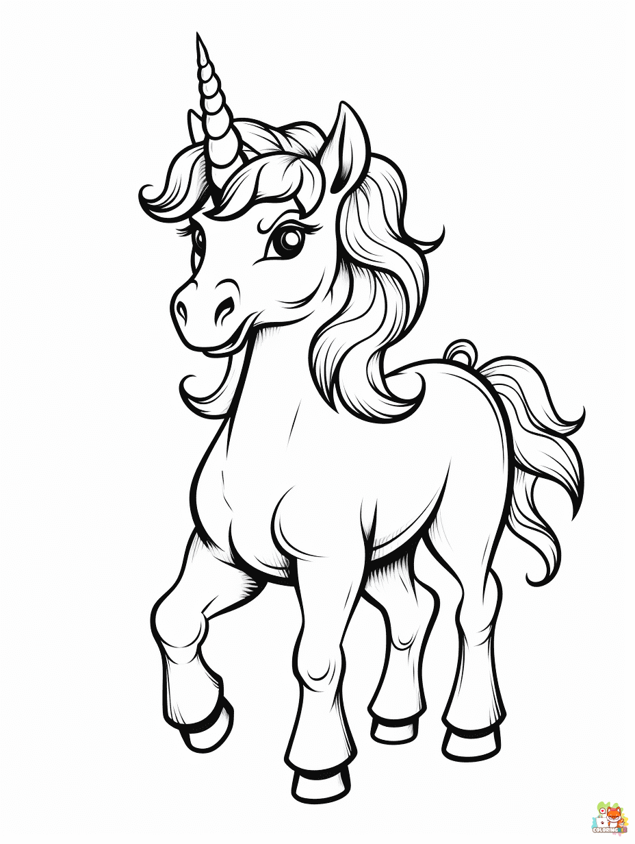 unicorn coloring pages easy 2