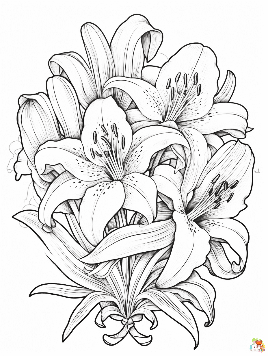 Easy Lilies Coloring Pages
